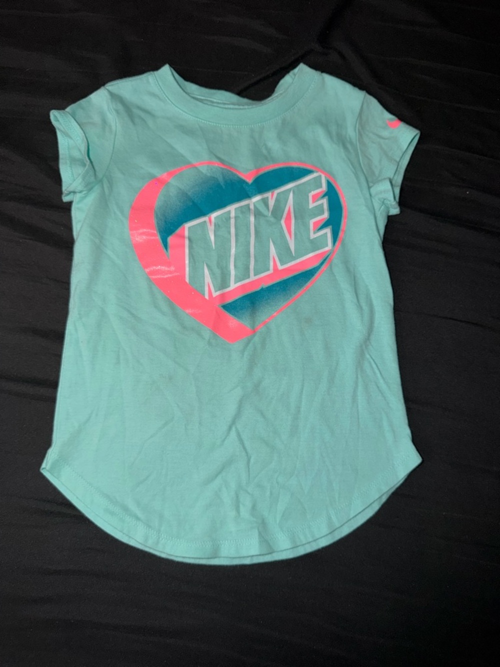 Nike Girls' Turquoise Tee with Pink & Blue Heart Logo